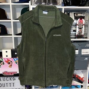 Columbia Dark Olive Green Full-Zip Fleece Vest